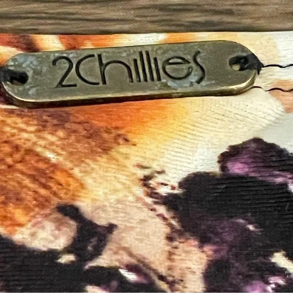 2 Chillies Swimwear Bikini Floral Bottom Cream Coral Brown Tan Size 6
